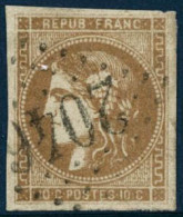 Obl. N°43Ac 10c Bistre Foncé, R1 - TB - 1870 Emisión De Bordeaux