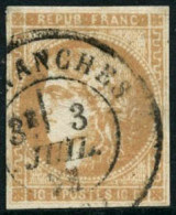 Obl. N°43Ba 10c Orangé, R2 - TB - 1870 Bordeaux Printing