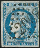 Obl. N°46Ad 20c Outremer, Type III R1 - TB - 1870 Bordeaux Printing