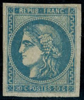 ** N°46B 20c Bleu, Type III R2 - TB - 1870 Ausgabe Bordeaux