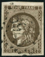 Obl. N°47 30c Brun - TB - 1870 Bordeaux Printing