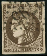 Obl. N°47e 30c Brun, R Relié Au Cadre, Obl GC 2795 - TB - 1870 Bordeaux Printing