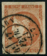 Obl. N°48 40c Orange, Obl CàD - TB - 1870 Ausgabe Bordeaux