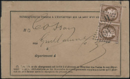 Lettre N°58c 10c Bruns/rose, Paire Tête-bèche Obl GC891 Sur Avis Cachet D'arrivée Au Verso - TB - 1871-1875 Ceres
