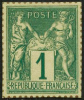 (*) N°61 1c Vert, Dentelure Figurée Sur Papier Carton (expo De 1900) - TB - 1876-1878 Sage (Typ I)