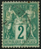 Obl. N°62 2c Vert, Luxe Signé Brun - TB - 1876-1878 Sage (Typ I)