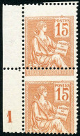 ** N°117 15c Orange, Paire Verticale, Piquage à Cheval - TB - Autres & Non Classés