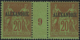 ** N°10 20c Brique S/vert, Paire Mill 9 - TB - Other & Unclassified