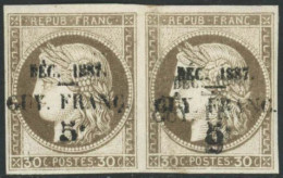 ** N°6 + 6b 5c Sur 30c Paire Dont 1ex Double Surcharge, RARE - TB - Other & Unclassified