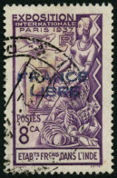 Obl. N°156a 8ca Violet, Surcharge Bleue - TB - Other & Unclassified