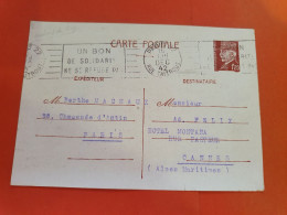 Entier Postal Pétain De Paris Pour Cannes En 1942 - Réf 2128 - Standard Postcards & Stamped On Demand (before 1995)