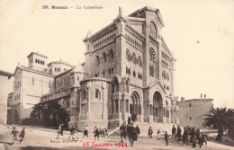 MONACO - La Cathédrale - Animé - Carte Postale Ancienne - Kathedraal Van Onze-Lieve-Vrouw Onbevlekt Ontvangen