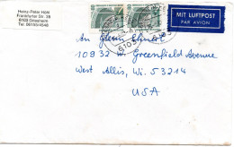 69669 - Bund - 1988 - 2@80Pfg SWK A LpBf (etw Fleckig) GRIESHEIM -> West Allis, WI (USA) - Briefe U. Dokumente