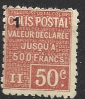 FRANCE COLIS POSTAL N°57 50C ROUGE (I) VALEUR DECLAREE NEUF SANS GOMME - Neufs