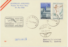 FRANKREICH 28.5.1958. AUA Erstflug „PARIS – WIEN“    FRANCE FIRST FLIGHT With AUA - Premiers Vols