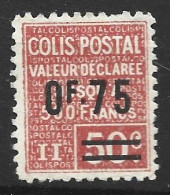 FRANCE COLIS POSTAL N°91 0.75 S 50C ROUGE VALEUR DECLAREE NEUF SANS GOMME - Neufs