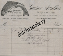 49 0057 ANGERS MAINE-&-LOIRE 1885 Articles De Pêche Français Anglais Cordages Filets GAUTIER AVRILLON Rue De La Roë - Vissen