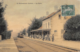 CPA 42 ANDREZIEUX / LA GARE / Cpa Toilée - Andrézieux-Bouthéon