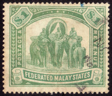 FEDERATED MALAY STATES FMS 1907 $1 Wmk.MCA Sc#34 -USED @TE93 - Federated Malay States