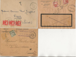 LOT DE 3 LETTRES  AVEC TIMBRES TAXE - CAD DIVERS - ANNEE 1914-22-1949 - 1960-.... Covers & Documents