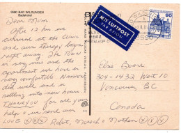 69685 - Bund - 1984 - 90Pfg B&S EF A LpAnsKte BAD WILDUNGEN - ... -> Vancouver, BC (Canada) - Storia Postale