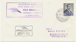 SAN MARINO 3.4.1960, AUA Erstflug „VENEDIG – WIEN“ MITLÄUFERPOST Aus SAN MARINO (Auflage Nur 1200 Stück) - Poste Aérienne