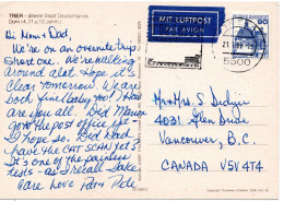 69696 - Bund - 1988 - 90Pfg B&S EF A LpAnsKte TRIER - ... -> Vancouver, BC (Canada) - Covers & Documents