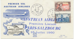 FRANKREICH 16.7.1960, AUA Erstflug „PARIS – SALZBURG“    FRANCE FIRST FLIGHT With AUA - Eerste Vluchten