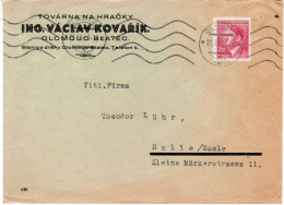 BOHEMIA & MORAVIA 1943  LETTER SENT FROM OLMUTZ TO HALLE - Briefe U. Dokumente