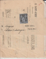 SAGE 1c SEUL Sur BANDE / PUBLICITE PHARMACIE SAINT AUBIN De REIMS (MARNE) - 1876-1898 Sage (Type II)