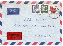 69707 - Bund - 1966 - 1DM Droste-Huelshoff MiF A LpEilBf (rs Etw Stockig) HAMBURG -> VANCOUVER, BC (Canada) - Storia Postale