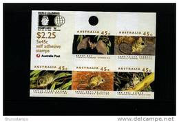 AUSTRALIA - 1992  THREATENED SPECIES S. ADHESIVE SHEETLET OVPT WORLD COLUMBIAN  MINT NH - Blocs - Feuillets