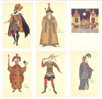 BILIBINE (Bilibin Yvan) Lot De 6 CP (Retirage 1982) Costume Design (5) Scènery Design (1)  (1) - Bilibine