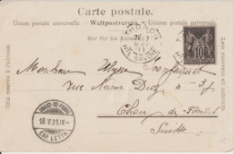 1901 - SAGE N/B SEUL / CP De THONON (HTE SAVOIE) => CHAUX-DE-FONDS (SUISSE) ! - 1898-1900 Sage (Tipo III)