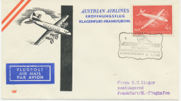 ÖSTERREICH 4.7.1960, AUA Erstflug „KLAGENFURT – FRANKFURT/M.“    AUSTRIA Superb First Flight With AUA - Premiers Vols