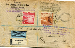 AUTRICHE LETTRE RECOMMANDEE " PAR AVION " ARRIVEE APRES LE DEPART DE L'AVION DEPART KOTSCHACH 17-1-36 POUR LA..... - Storia Postale