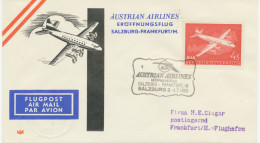 ÖSTERREICH 1960, AUA Erstflug „SALZBURG – FRANKFURT/M.“ - Zwischenetappe Des Fluges Klagenfurt - Salzburg - Frankfurt - Primi Voli