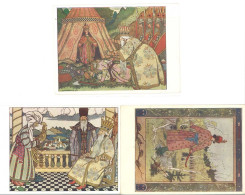 BILIBINE (Bilibin Yvan) Lot De 3 CP (Retirage )  Scènes Diverses  - Poinçon Faucille Et Marteau Au Verso   (7) - Bilibine