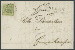 BAYERN 12 BRIEF, 1865, 12 Kr. Dunkelgelbgrün Mit Offenem MR-Stempel 325 Als Einzelfrankatur Nach Gunzenhausen, Prachtbri - Autres & Non Classés