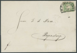 BAYERN 14b BRIEF, 1868, 1 Kr. Dunkelgrün Mit Segmentstempel SCHWEINFURT Auf Brief Nach Regensburg, Kabinett, Gepr. Pfenn - Andere & Zonder Classificatie