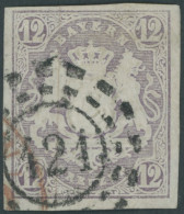 BAYERN 18 O, 1867, 12 Kr. Hellbraunviolett, Offener MR-Stempel 421, Pracht, Gepr. Sem - Andere & Zonder Classificatie