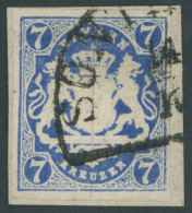 BAYERN 21c BrfStk, 1868, 7 Kr. Preußischblau, Farbfrisches Prachtstück, Gepr. Schmitt, Mi. (1000.-) - Other & Unclassified