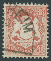 BAYERN 27Xb O, 1870, 18 Kr. Dunkelziegelrot, Wz. Enge Rauten, Kabinett, Gepr. Brettl, Mi. (240.-) - Autres & Non Classés