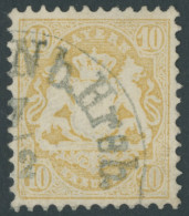 BAYERN 35 O, 1875, 10 Kr. Dunkelchromgelb, Wz. 2, Kabinett, Gepr. Schmitt, Mi. (320.-) - Sonstige & Ohne Zuordnung