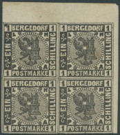 BERGEDORF 2 VB , , 1861, 1 S. Schwarz Im Viererblock Aus Der Rechten Oberen Bogenecke, 2 Werte Postfrisch, Ein Paar Bräu - Bergedorf