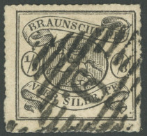 BRAUNSCHWEIG 13A O, 1864, 1/3 Sgr. Schwarz, Durchstich Nicht Ganz Perfekt Sonst Pracht, Gepr. Brettl, Mi. 2800.- - Brunswick