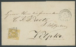 BRAUNSCHWEIG 14B BRIEF, 1864, 1 Sgr. Gelbocker, Durchstochen 12, Mit Zweiseitiger Scherentrennung Auf Dekorativem Brief  - Brunswick