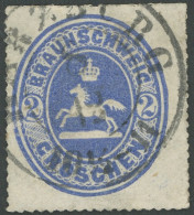 BRAUNSCHWEIG 19 O, 1865, 2 Gr. Dunkelultramarin, K2 HARZBURG, Pracht, Mi. 160.- - Braunschweig