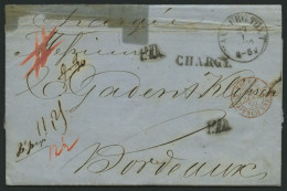 HAMBURG - THURN UND TAXISCHES O.P.A. 1859, HAMBURG T & T, K1 Auf Chargé-Brief Nach Bordeaux, 2x L1 CHARGÉ Und P.O., Fein - Vorphilatelie