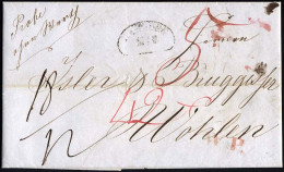 HAMBURG-VORPHILA 1843, HAMBURG, Sonderform Auf Brief Nach Wohlen, Roter L1 WP, Handschriftlich Probe Ohne Werth, Pracht - Precursores